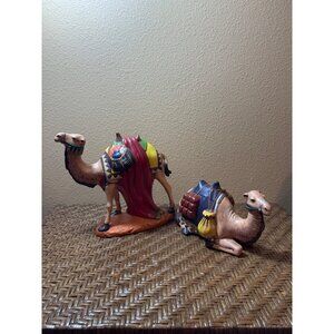 Vintage 1971 Holland Mold Camel Figurines Set Of 2 Hand-Painted Collectibles